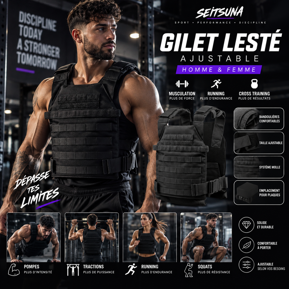 Gilet Lesté Ajustable Fitness & Running | Seitsuna