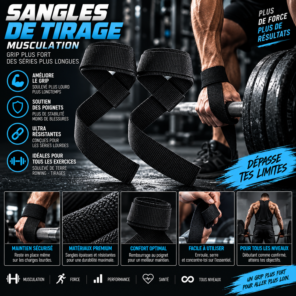 Sangles de Tirage Musculation & Musculation Grip | Seitsuna