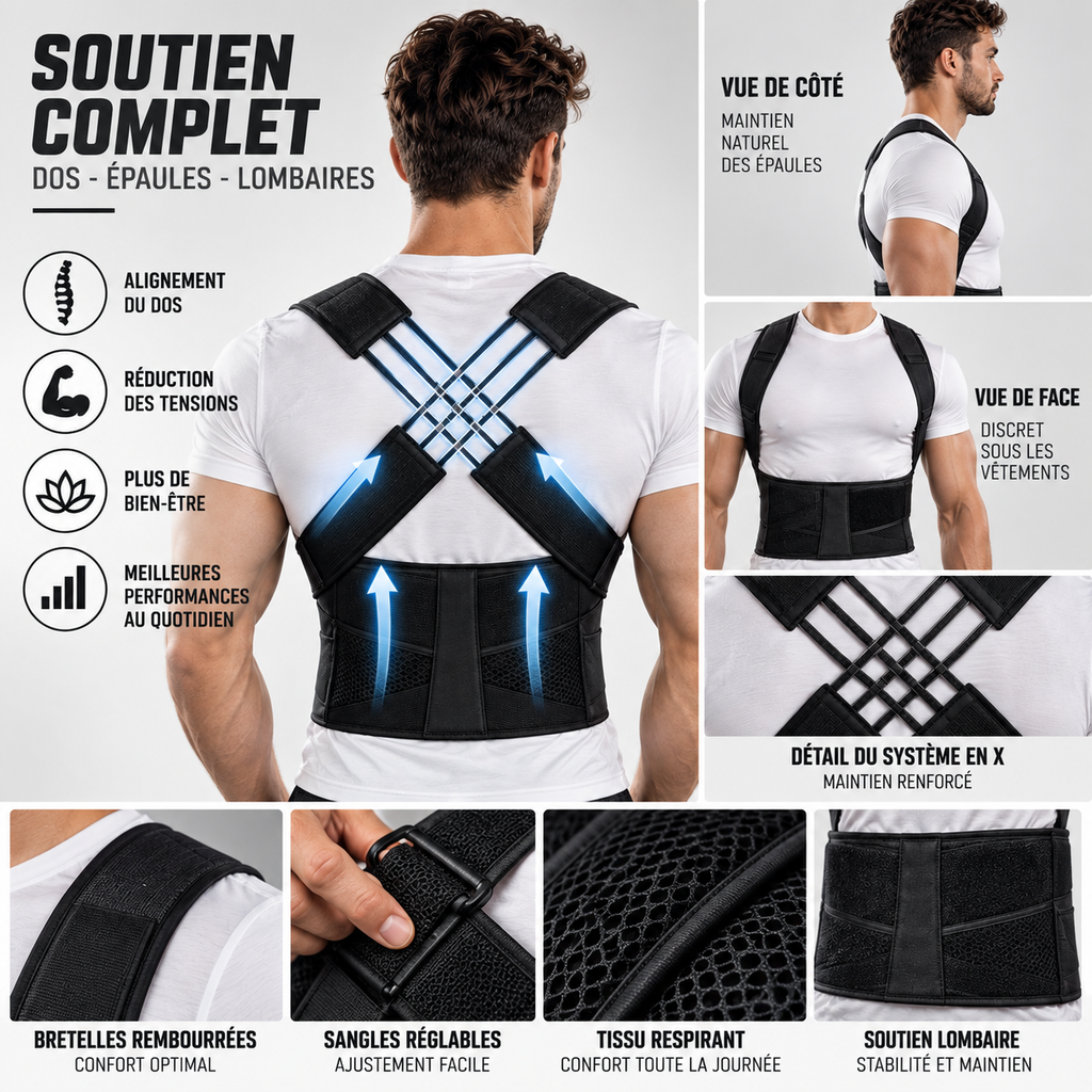 Correcteur de Posture Dos & Épaules Réglable | Seitsuna