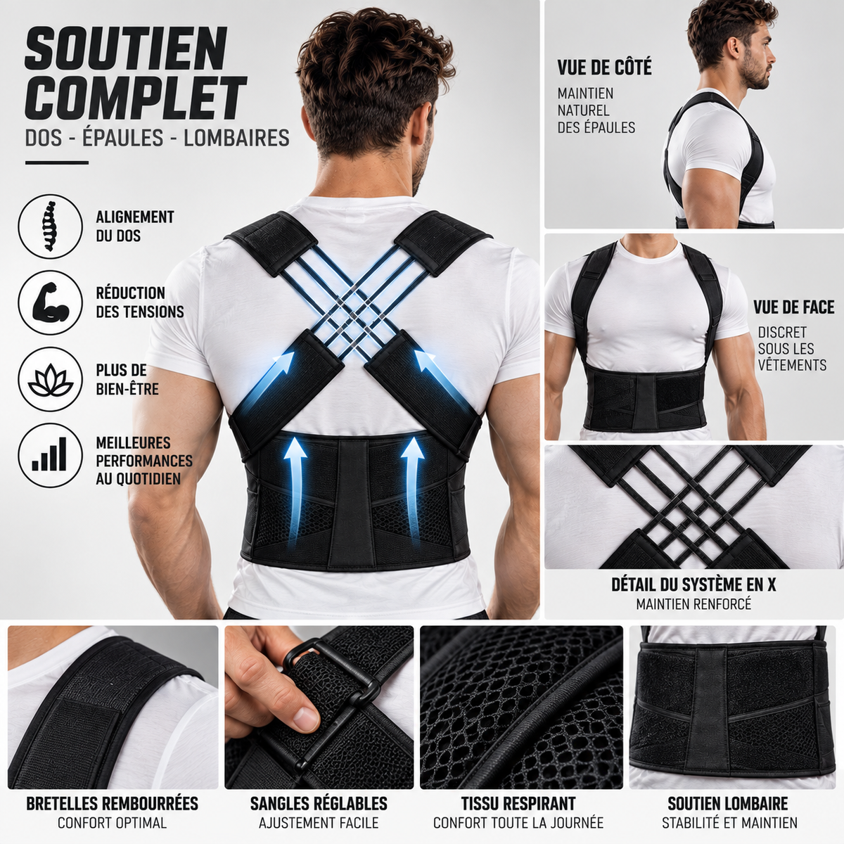 Correcteur de Posture Dos & Épaules Réglable | Seitsuna
