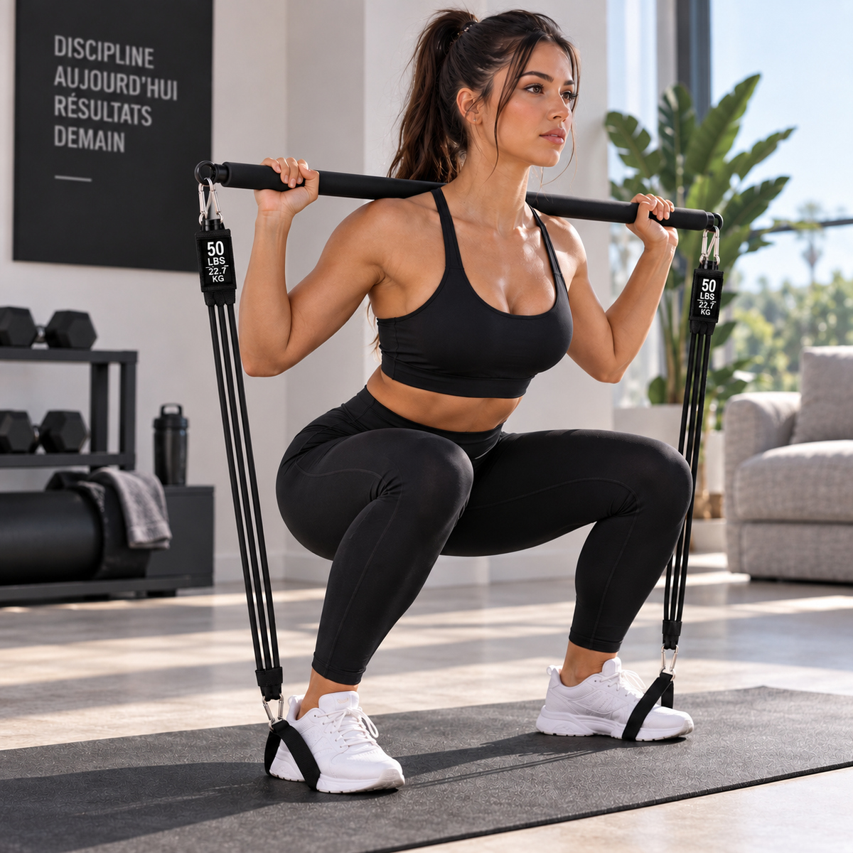 Barre Fitness avec Bandes de Résistance | Seitsuna