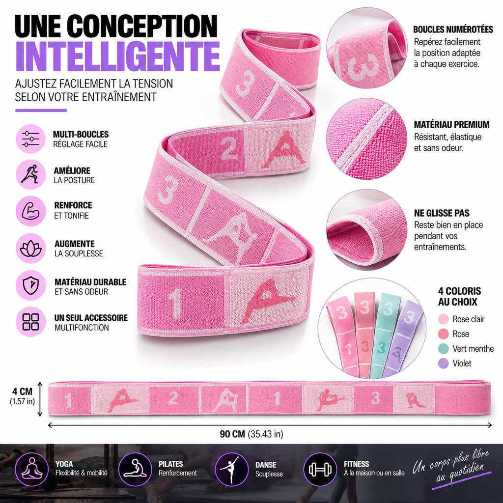 Sangle d’Étirement Yoga & Pilates Multi-Boucles | Seitsuna