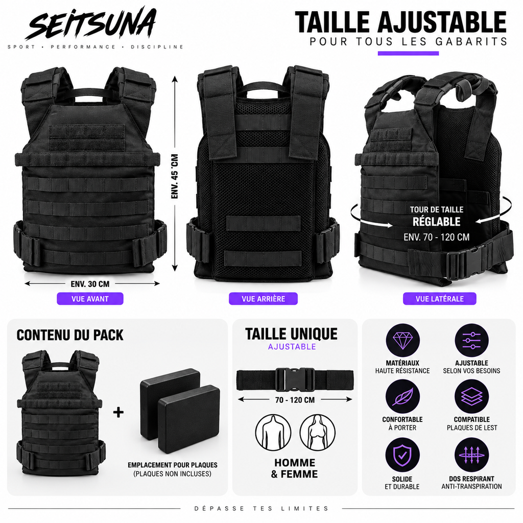 Gilet Lesté Ajustable Fitness & Running | Seitsuna