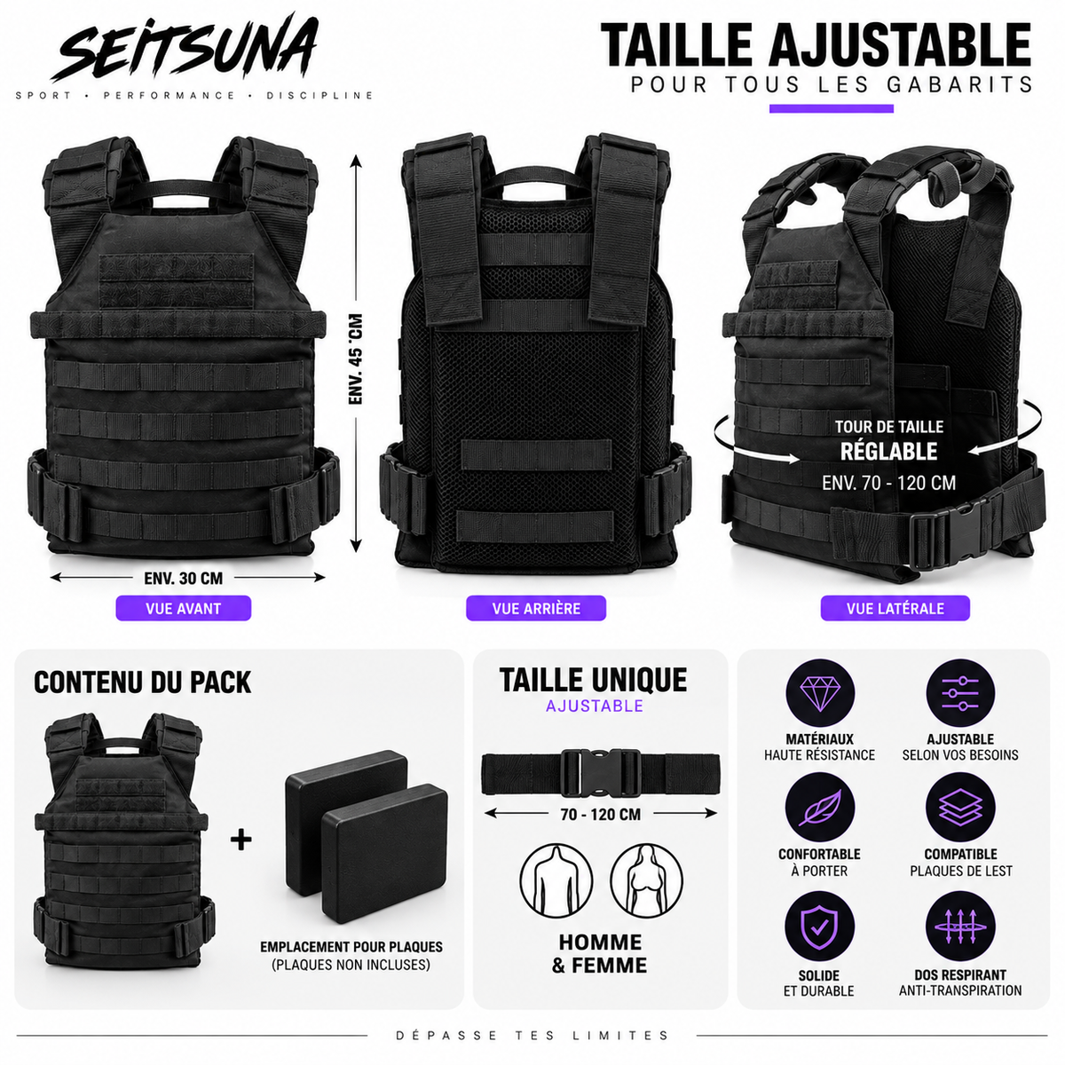Gilet Lesté Ajustable Fitness & Running | Seitsuna