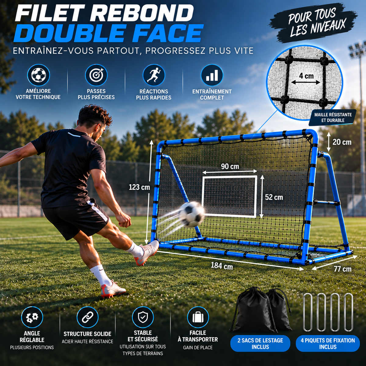 Rebondisseur Football Réglable – Training Pro| Seitsuna