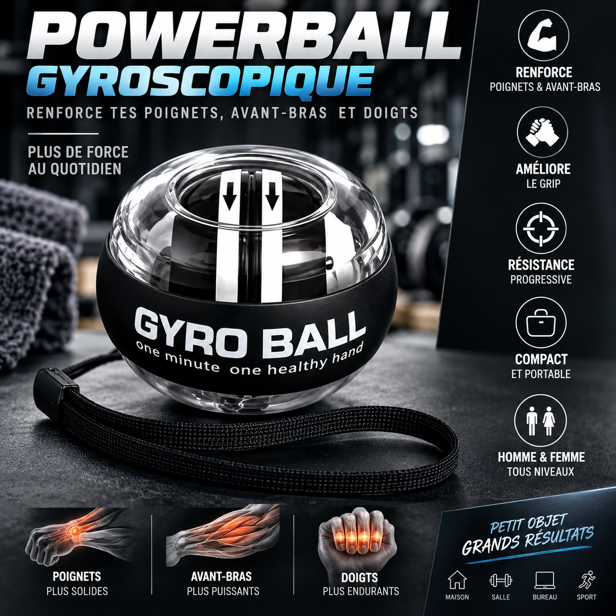 Powerball Gyroscopique Poignet & Avant-Bras | Seitsuna