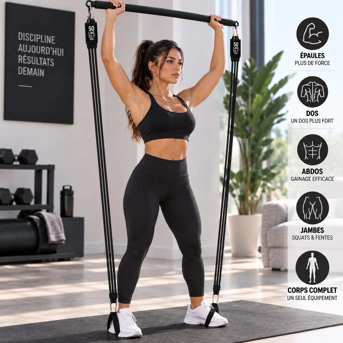 Barre Fitness avec Bandes de Résistance | Seitsuna